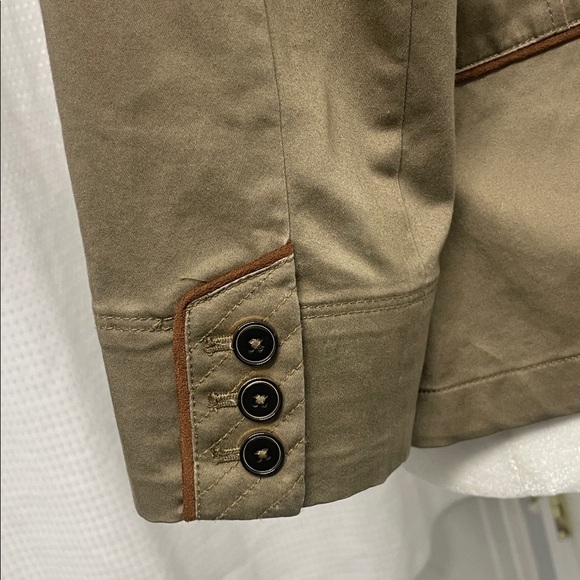 Olive Tan Military Style Shoulder Pad Zip Up Jacket Pockets Size 12 - Picture 6 of 15